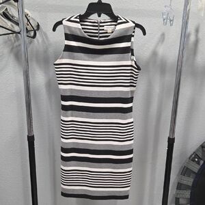 Classic Black and White Striped Dress